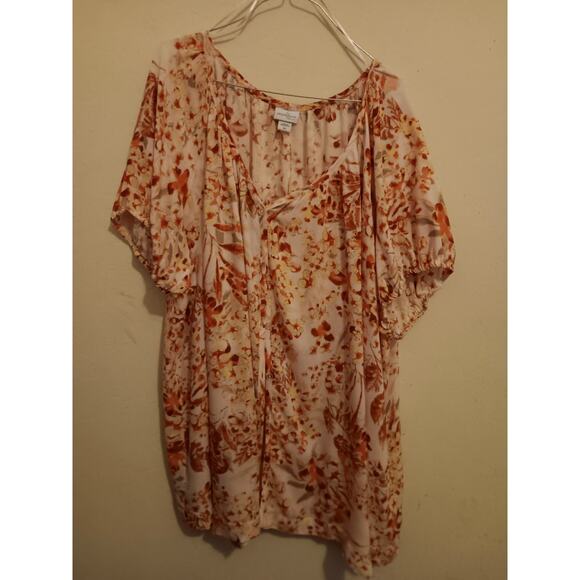 Jaclyn Smith Blouse, Women's Plus Size 3X, Floral Print Pinks, Has Snag - Picture 1 of 7